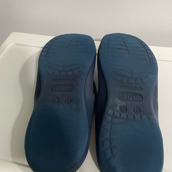 Crocs Flip Flop Sandals Women's 11 Men’s 9 Blue Tan Slip On - Picture 6 of 7